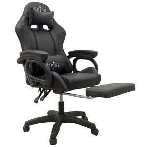 Intex Spire Onyx LED Massage Gaming Chair | Black | Ergonomic Comfort | LED & Vibration Massage