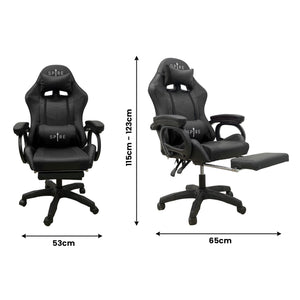 Intex Spire Onyx LED Massage Gaming Chair | Black | Ergonomic Comfort | LED & Vibration Massage
