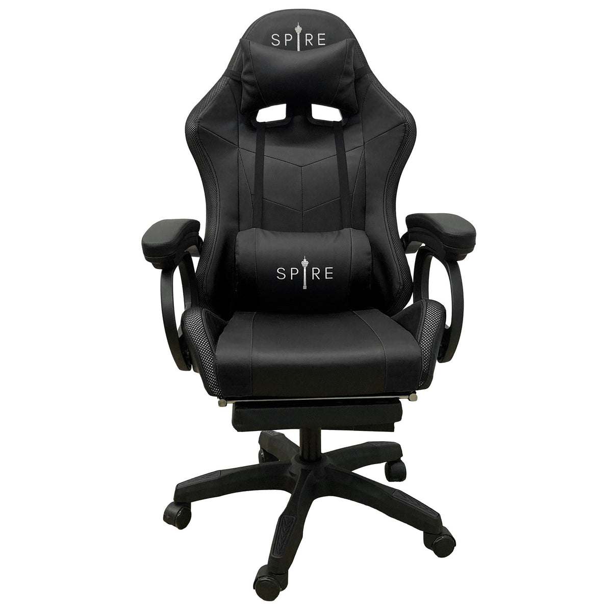 Intex Spire Onyx LED Massage Gaming Chair | Black | Ergonomic Comfort | LED & Vibration Massage