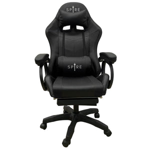 Intex Spire Onyx LED Massage Gaming Chair | Black | Ergonomic Comfort | LED & Vibration Massage