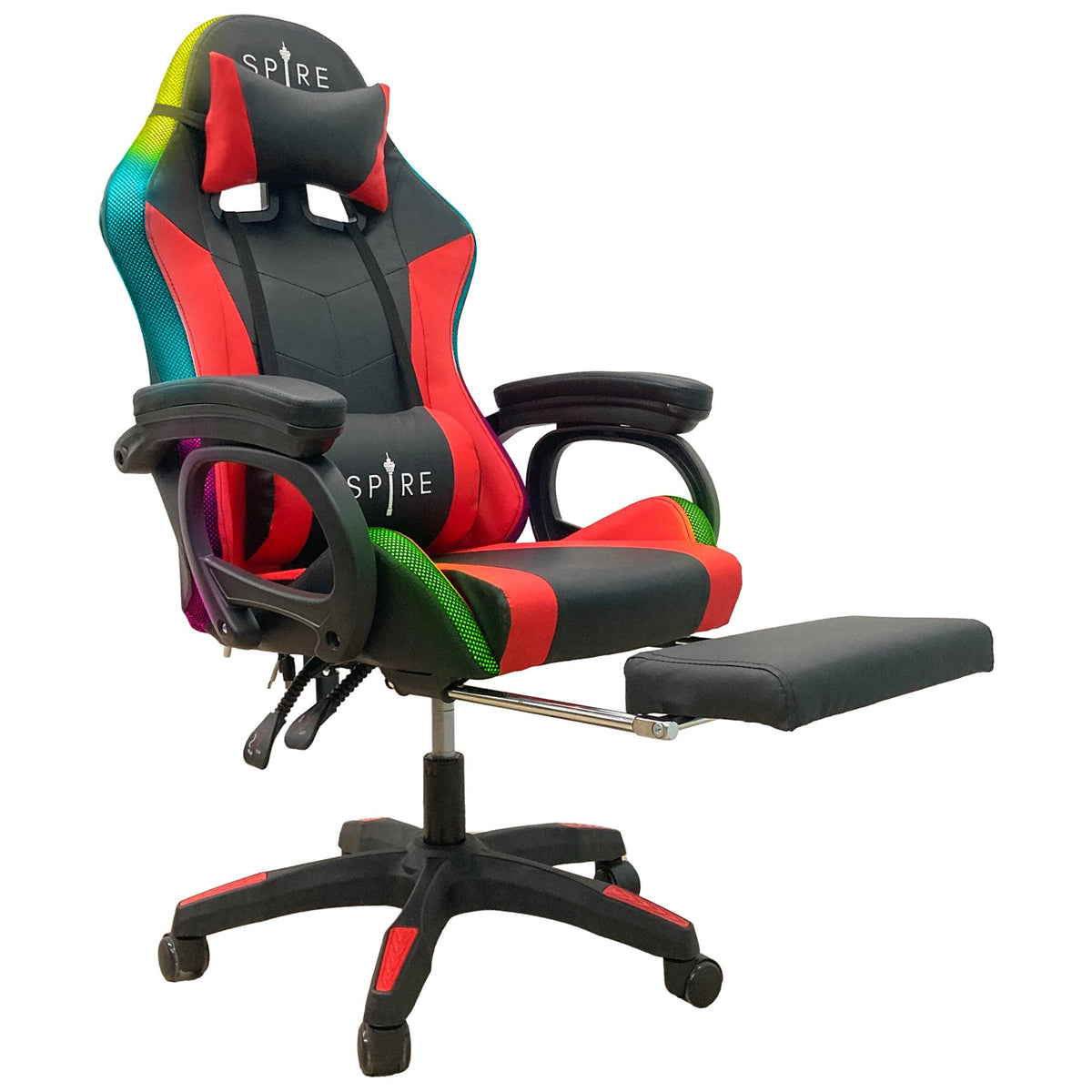 Intex Spire Onyx LED Massage Gaming Chair | Red & Black | Ergonomic Design with Massage Function