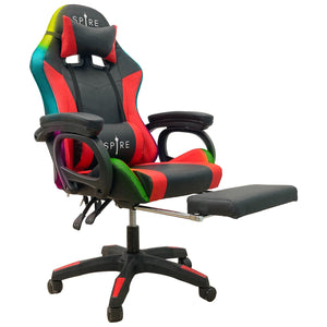 Intex Spire Onyx LED Massage Gaming Chair | Red & Black | Ergonomic Design with Massage Function