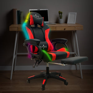 Intex Spire Onyx LED Massage Gaming Chair | Red & Black | Ergonomic Design with Massage Function