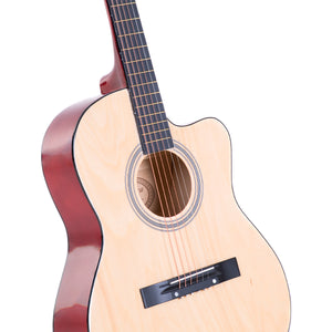 Karrera Acoustic Cutaway 40in Guitar | Natural | Classic Wooden Guitar