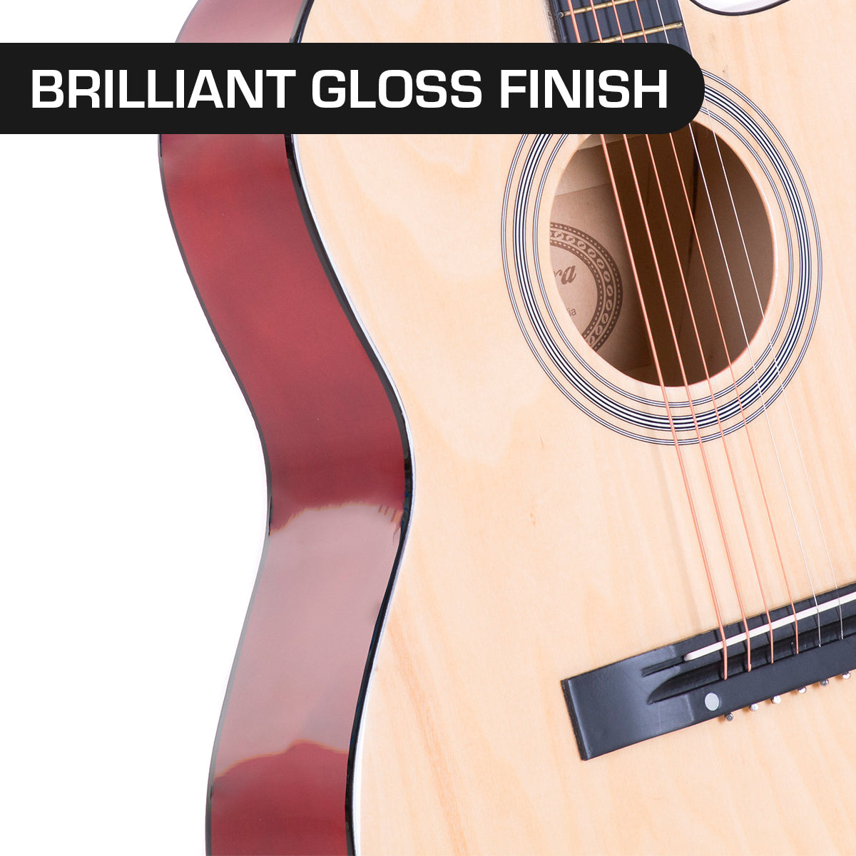 Karrera Acoustic Cutaway 40in Guitar | Natural | Classic Wooden Guitar