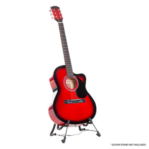 Karrera Acoustic Cutaway 40in Guitar | Red | Full-Size Acoustic Guitar