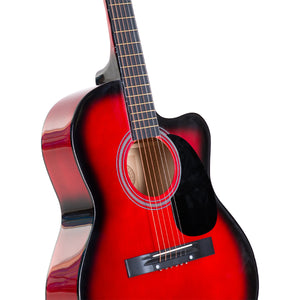 Karrera Acoustic Cutaway 40in Guitar | Red | Full-Size Acoustic Guitar