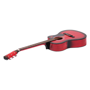 Karrera Acoustic Cutaway 40in Guitar | Red | Full-Size Acoustic Guitar