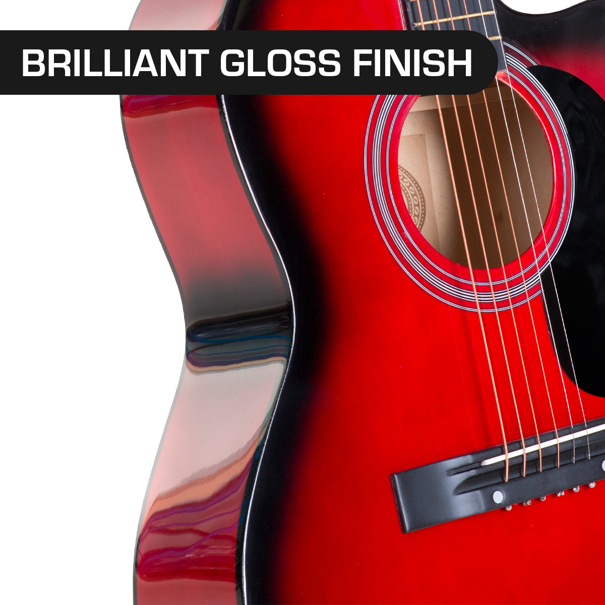 Karrera Acoustic Cutaway 40in Guitar | Red | Full-Size Acoustic Guitar