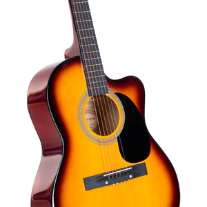 Karrera Acoustic Cutaway 40in Guitar | Sunburst | Rich Sound & Classic Look
