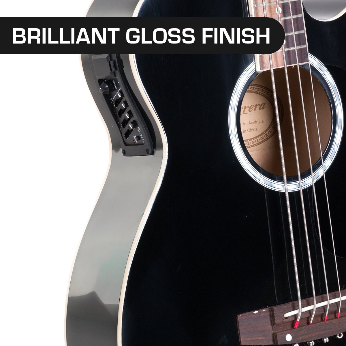 Karrera 43in Acoustic Bass Guitar | Black | Deep Tone & Rich Sound