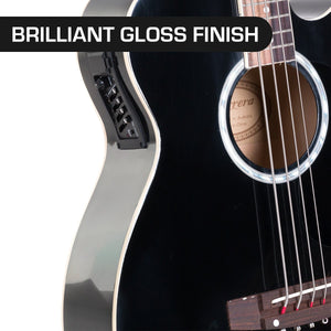 Karrera 43in Acoustic Bass Guitar | Black | Deep Tone & Rich Sound