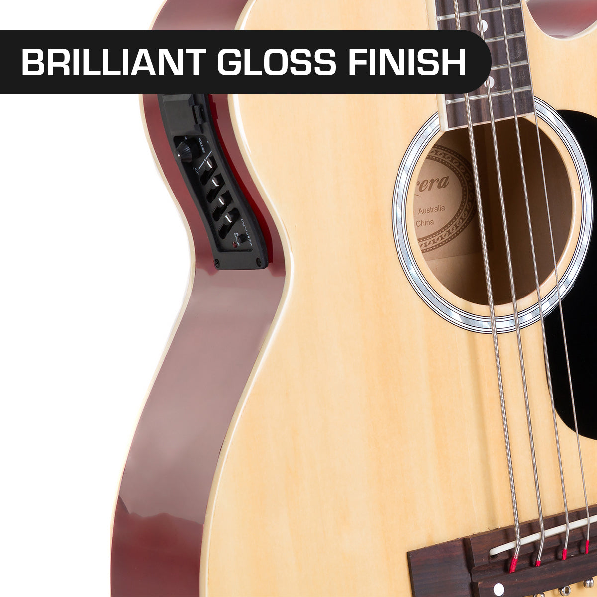 Karrera 43in Acoustic Bass Guitar with Electric Pickup | Natural | Versatile Performance