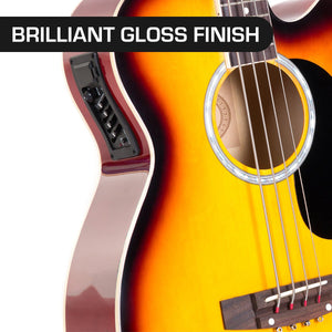 Karrera 43in Acoustic Bass Guitar | Sunburst | Classic Bass Sound