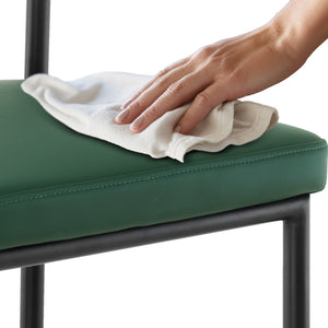 Sarantino Cedric Bar Stool | High-Density Foam Upholstered in PU Leather | Sturdy Iron Frame | Green