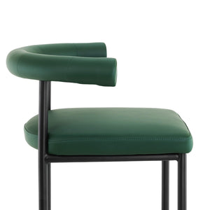 Sarantino Cedric Bar Stool | High-Density Foam Upholstered in PU Leather | Sturdy Iron Frame | Green