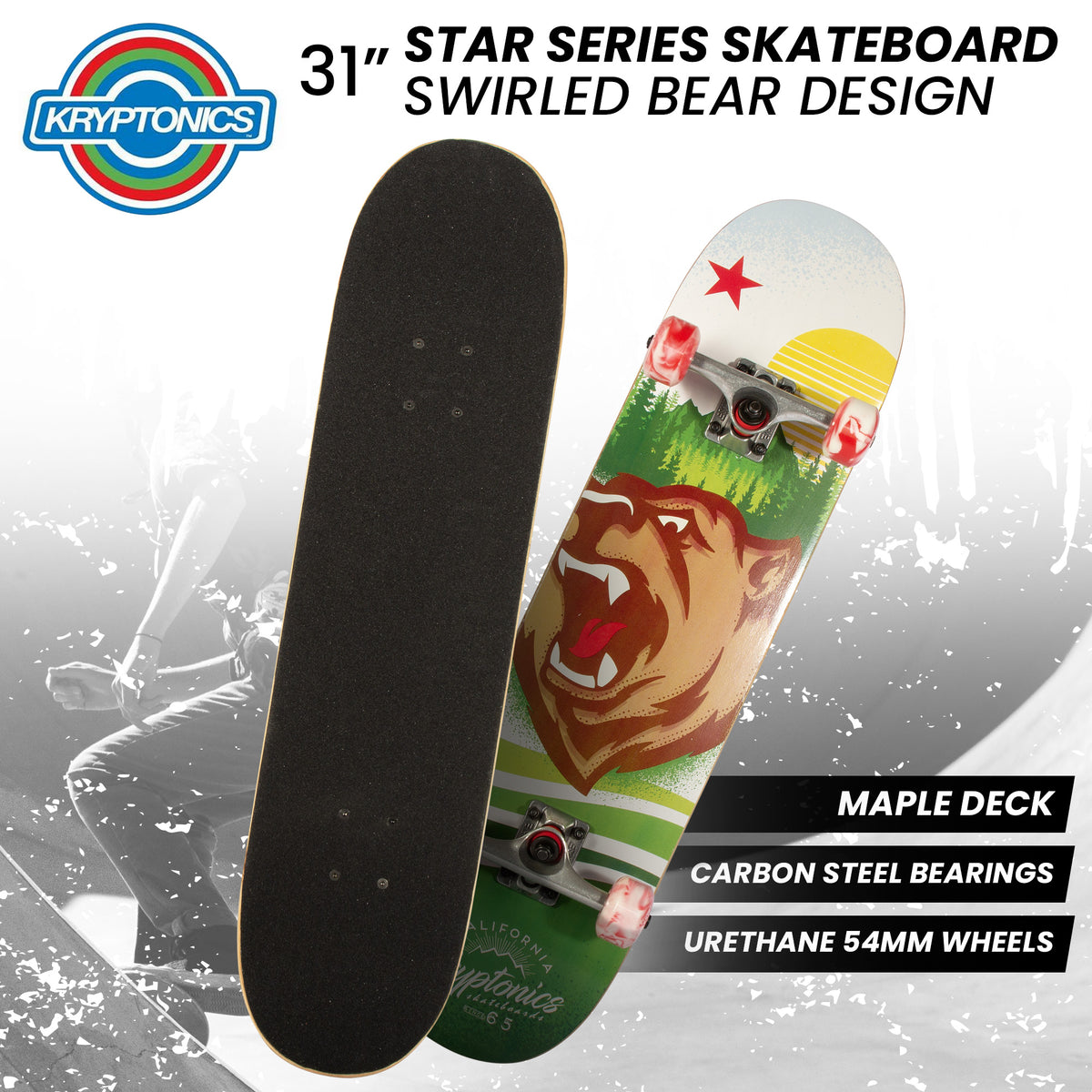 Kryptonics 31-Inch Star Series Complete Skateboard