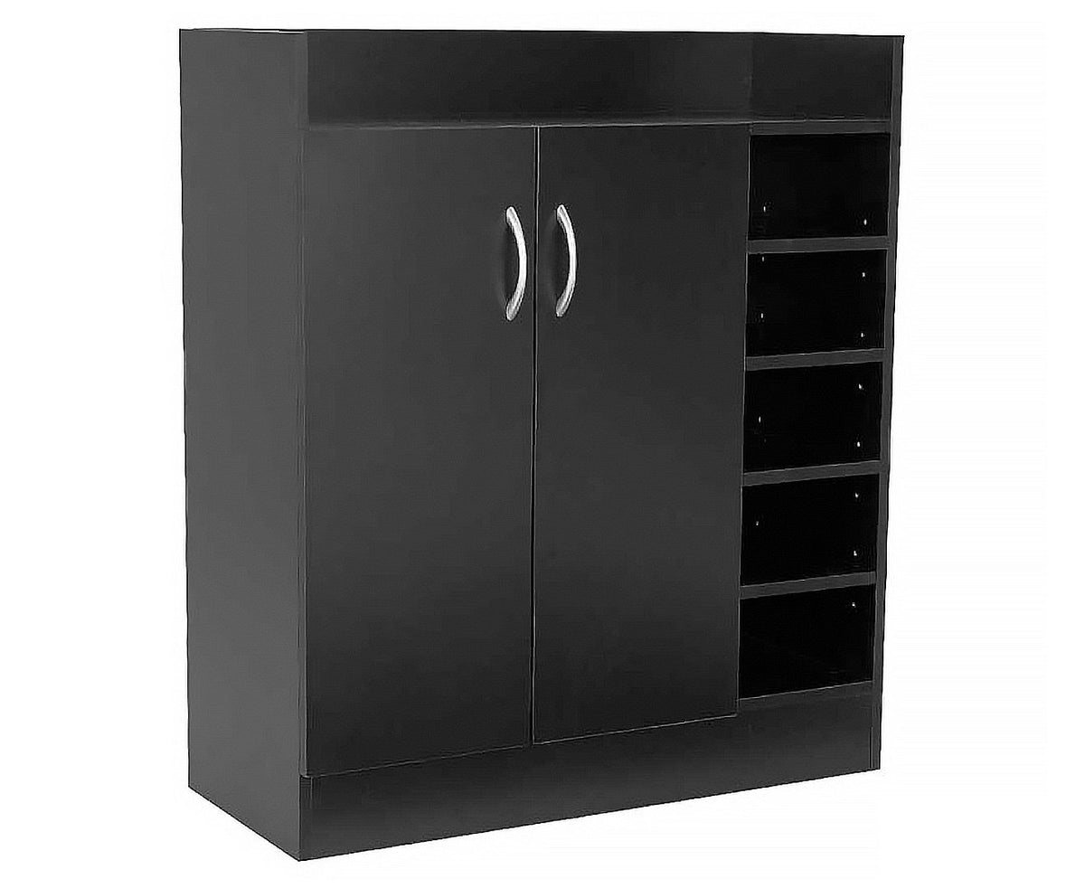 New 21 Pairs Shoe Cabinet Rack | Storage Organiser Shelf | 2 Doors Cupboard | Black