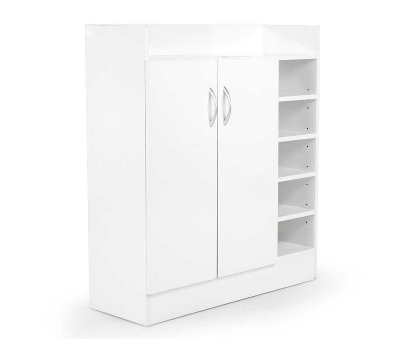 New 21 Pairs Shoe Cabinet Rack | Storage Organiser Shelf | 2 Doors Cupboard | White