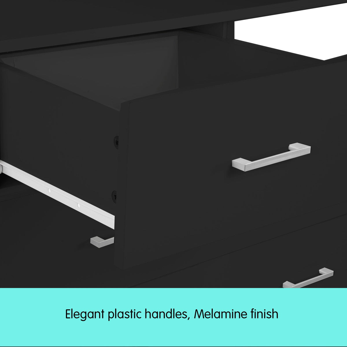 Tallboy Dresser | 6 Chest of Drawers | Table Cabinet | Bedroom Storage | Black