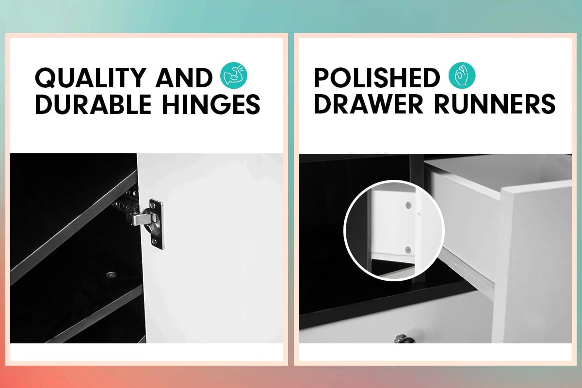 Shoe Rack Cabinet | Wooden Storage Organiser Shelf | Cupboard Drawer