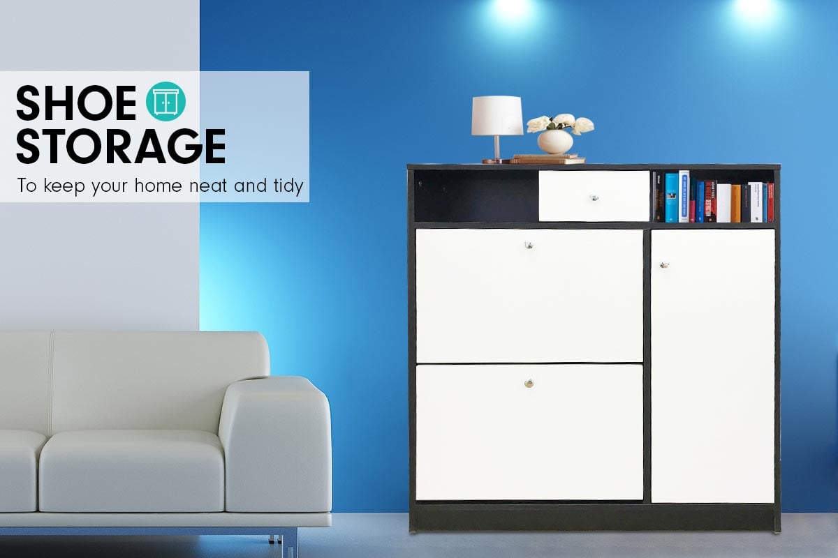 Shoe Rack Cabinet | Wooden Storage Organiser Shelf | Cupboard Drawer