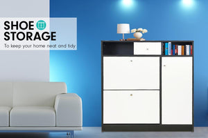 Shoe Rack Cabinet | Wooden Storage Organiser Shelf | Cupboard Drawer