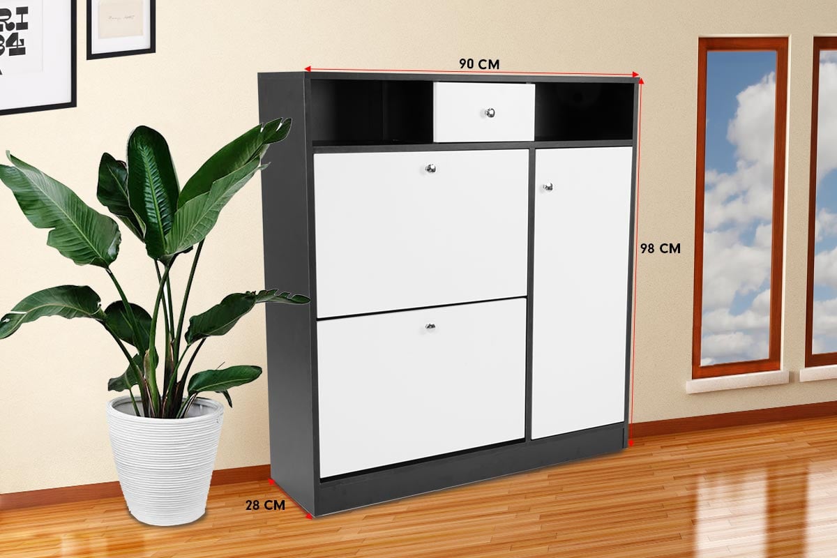 Shoe Rack Cabinet | Wooden Storage Organiser Shelf | Cupboard Drawer