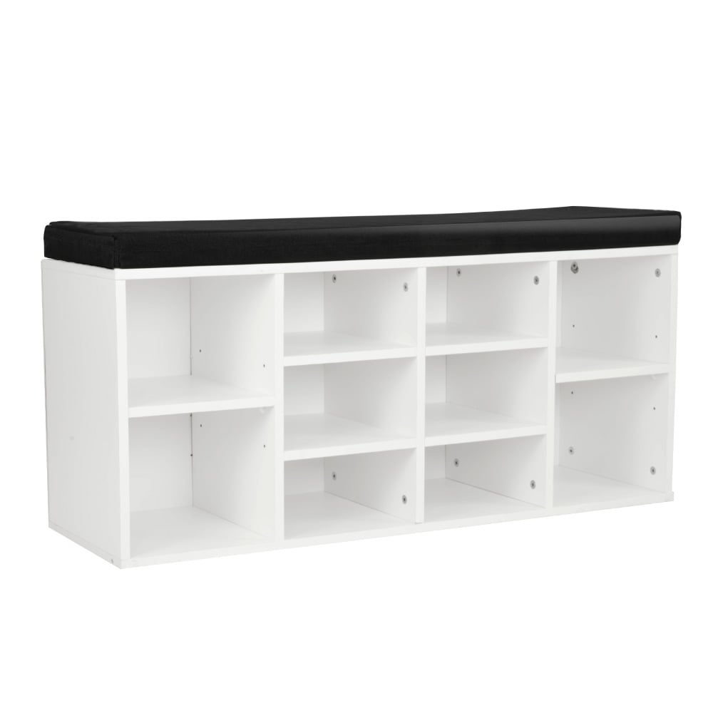 New 10 Pairs Shoe Cabinet Rack | Storage Organiser Shelf | Stool Bench Wood | White