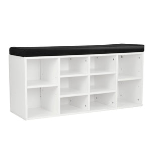 New 10 Pairs Shoe Cabinet Rack | Storage Organiser Shelf | Stool Bench Wood | White