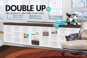 Shoe Rack Cabinet Organiser | Brown Cushion Bench Stool | 104 x 30 x 45 | White