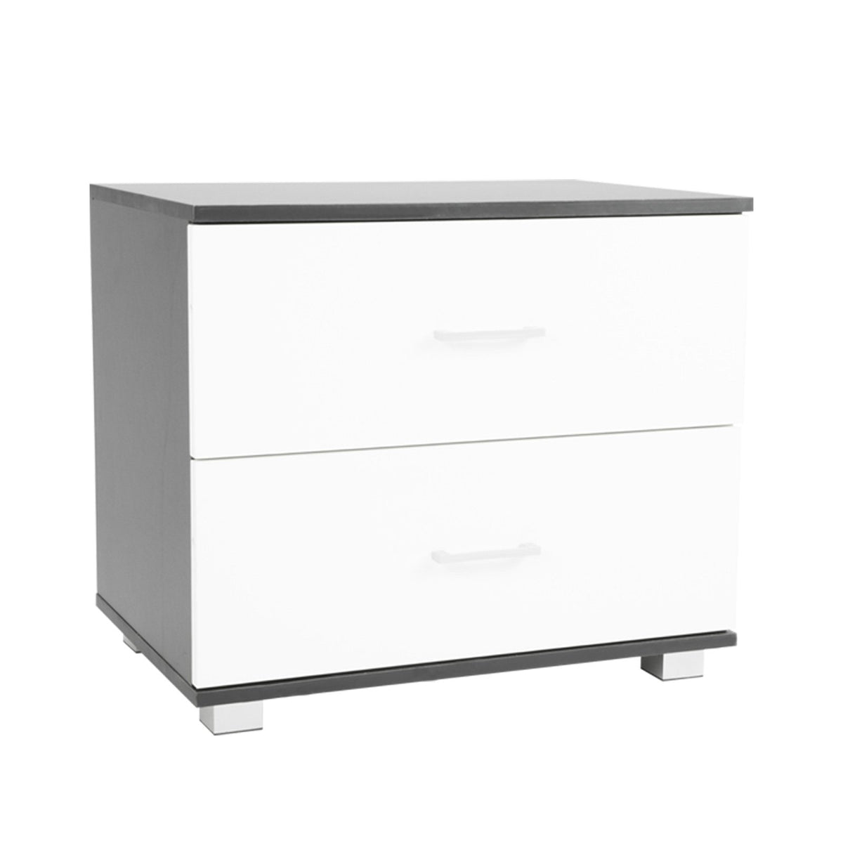 Bedside Table Cabinet Storage Chest | 2 Drawers | Lamp Side Nightstand | White | Black