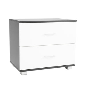 Bedside Table Cabinet Storage Chest | 2 Drawers | Lamp Side Nightstand | White | Black