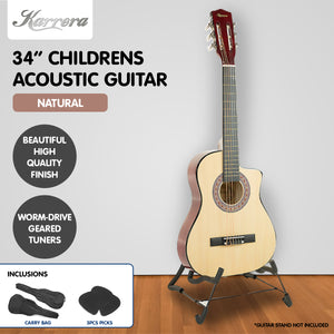 Karrera Children's Acoustic Guitar | Natural | Wooden Kids Music Instrument