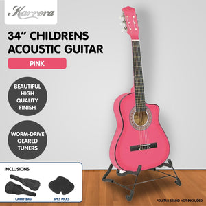 Karrera Children's Acoustic Guitar | Pink | Beginner Kids Music Instrument