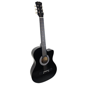 Karrera 38in Cutaway Acoustic Guitar with Guitar Bag | Black | Full-Size Beginner Guitar
