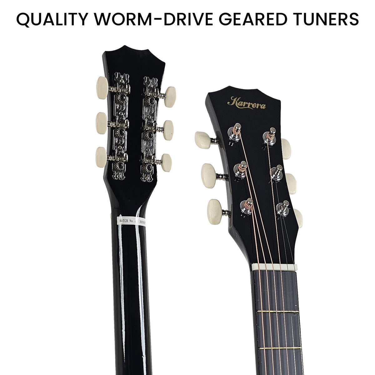 Karrera 38in Cutaway Acoustic Guitar with Guitar Bag | Black | Full-Size Beginner Guitar