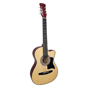 Karrera 38in Cutaway Acoustic Guitar with Guitar Bag | Natural | Beginner-Friendly Set