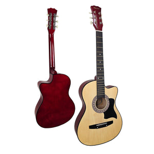 Karrera 38in Cutaway Acoustic Guitar with Guitar Bag | Natural | Beginner-Friendly Set