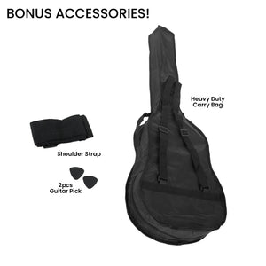 Karrera 38in Cutaway Acoustic Guitar with Guitar Bag | Natural | Beginner-Friendly Set