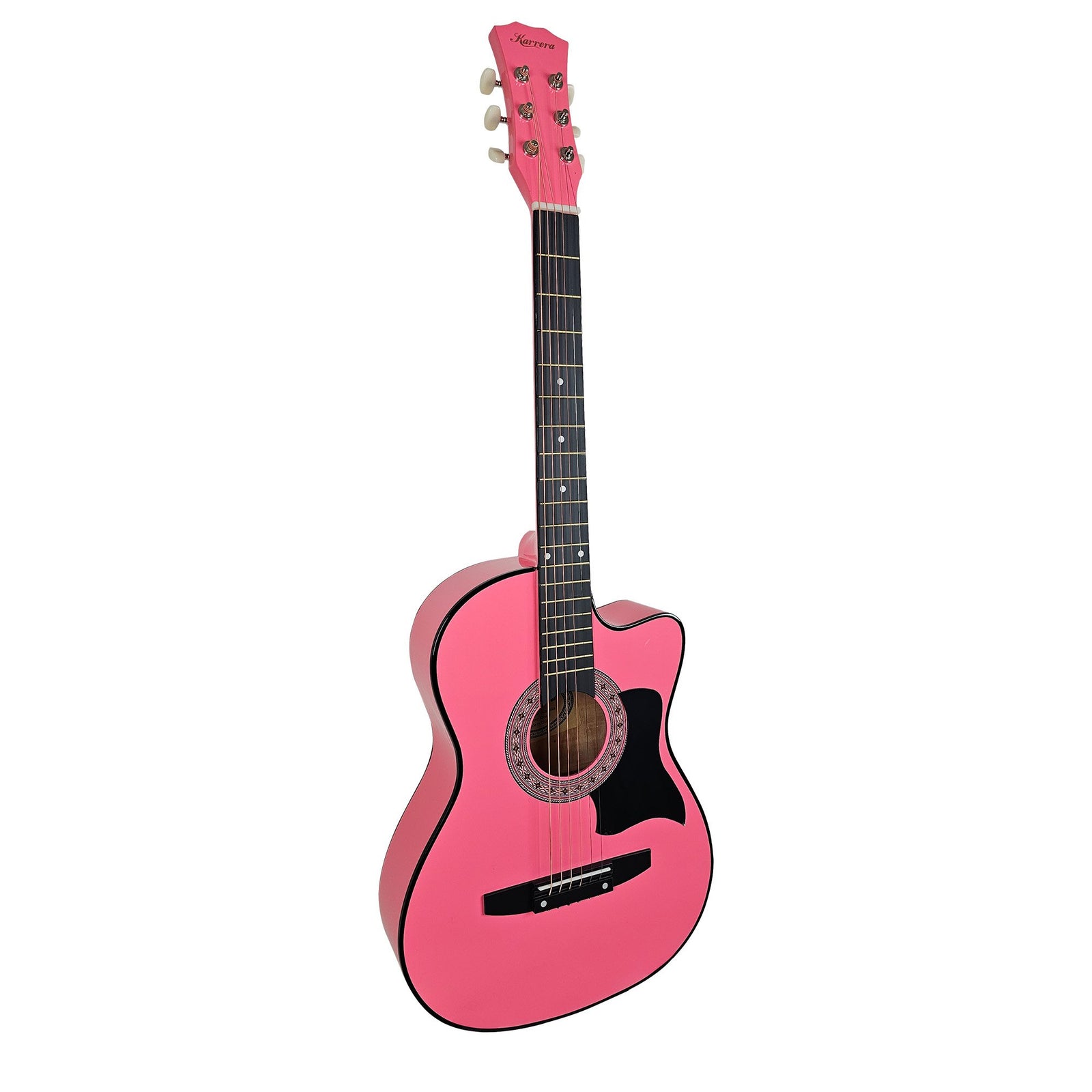 Karrera 38in Cutaway Acoustic Guitar with Guitar Bag | Pink | Stylish Acoustic Set