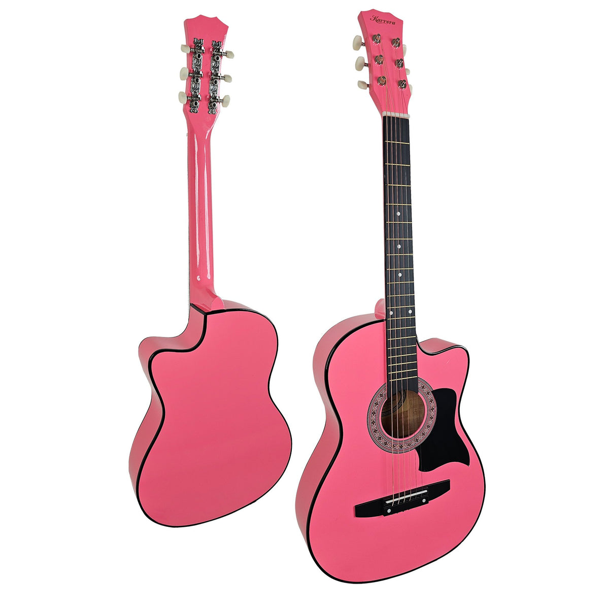 Karrera 38in Cutaway Acoustic Guitar with Guitar Bag | Pink | Stylish Acoustic Set