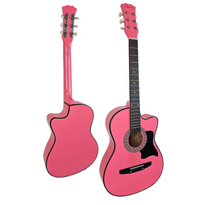 Karrera 38in Cutaway Acoustic Guitar with Guitar Bag | Pink | Stylish Acoustic Set