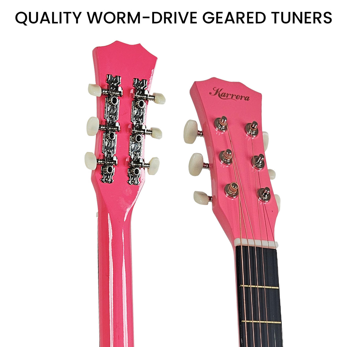 Karrera 38in Cutaway Acoustic Guitar with Guitar Bag | Pink | Stylish Acoustic Set