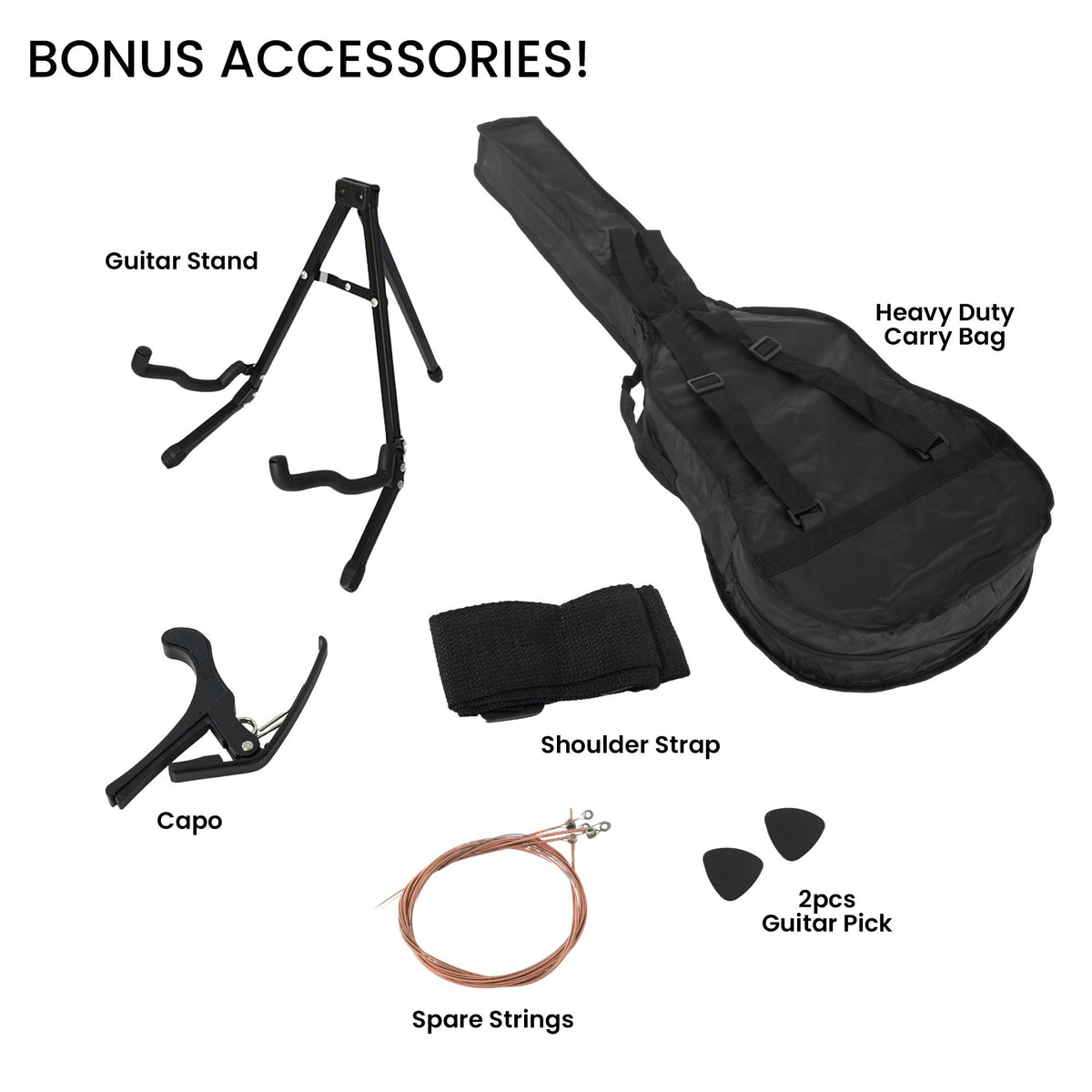 Karrera 38in Pro Cutaway Acoustic Guitar with Bag & Strings | Sunburst | Complete Starter Kit