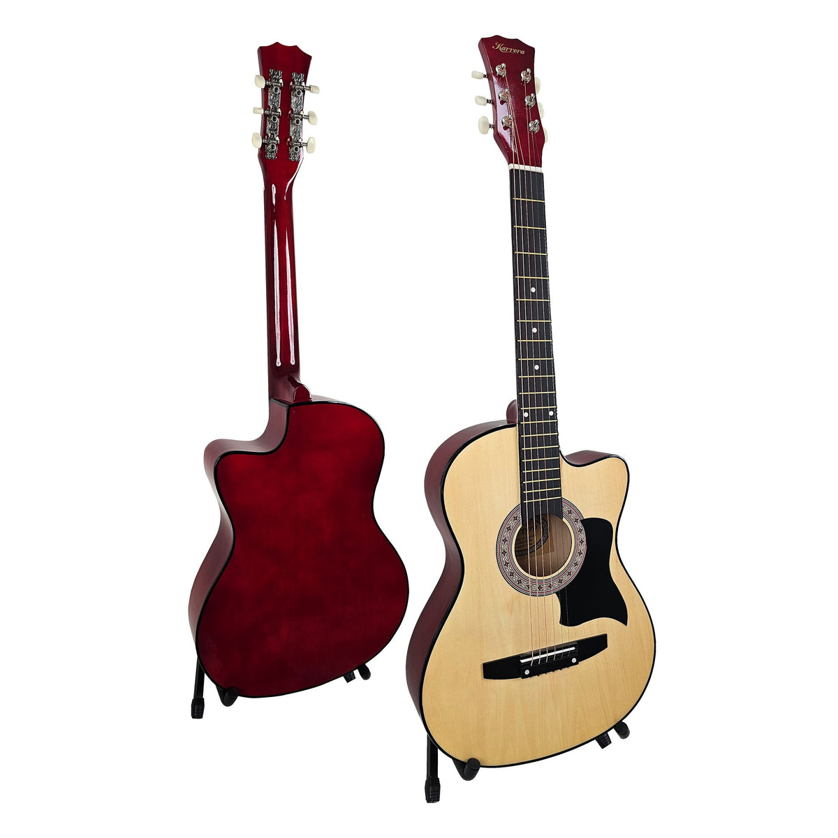 Karrera 38in Pro Cutaway Acoustic Guitar with Guitar Bag | Natural | Classic Acoustic Design
