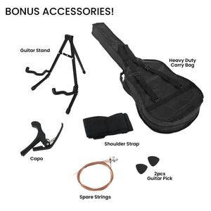 Karrera 38in Pro Cutaway Acoustic Guitar with Guitar Bag | Natural | Classic Acoustic Design