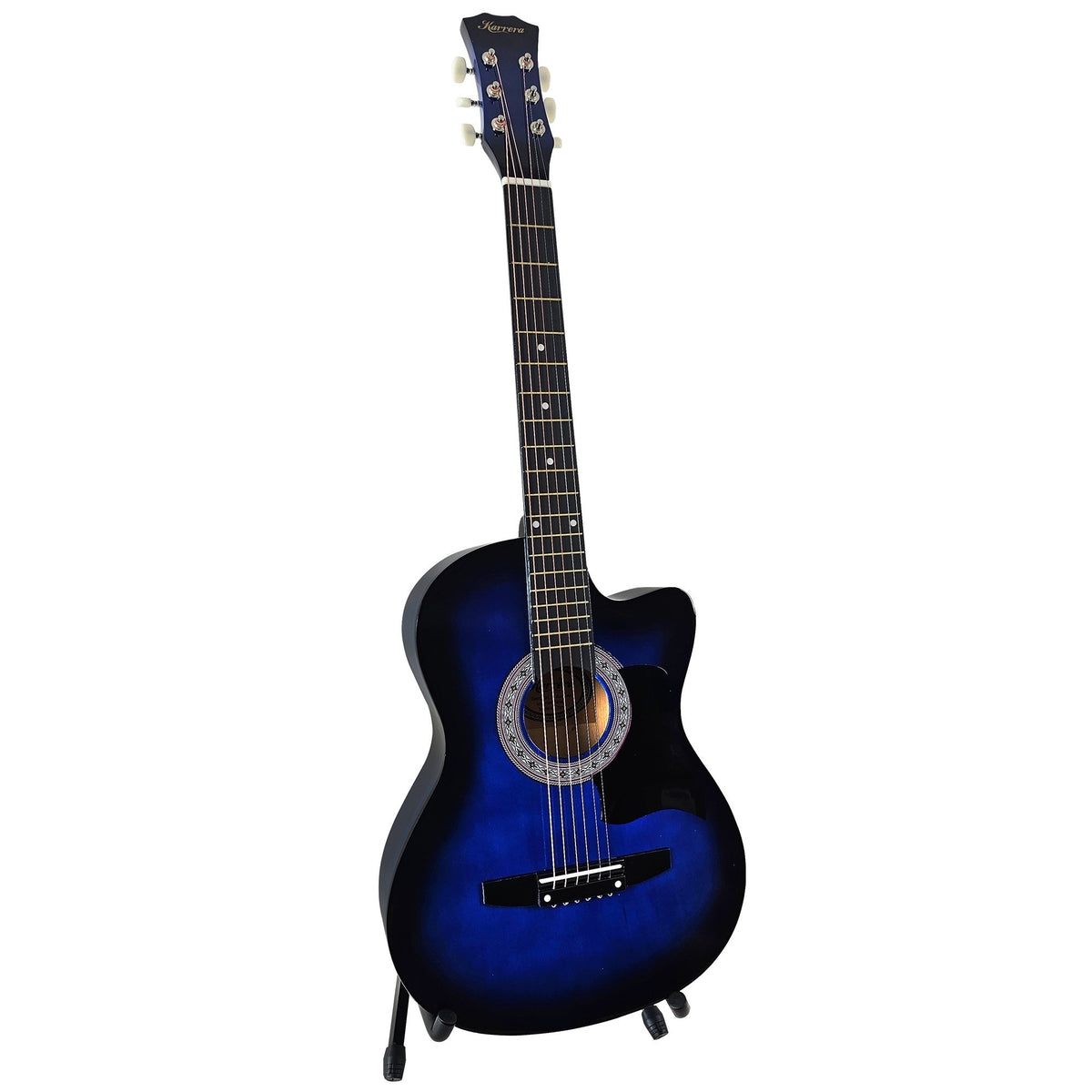 Karrera 38in Pro Cutaway Acoustic Guitar with Bag & Strings | Blue Burst | Full Guitar Set