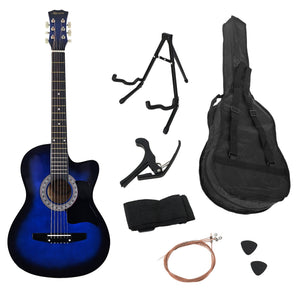 Karrera 38in Pro Cutaway Acoustic Guitar with Bag & Strings | Blue Burst | Full Guitar Set