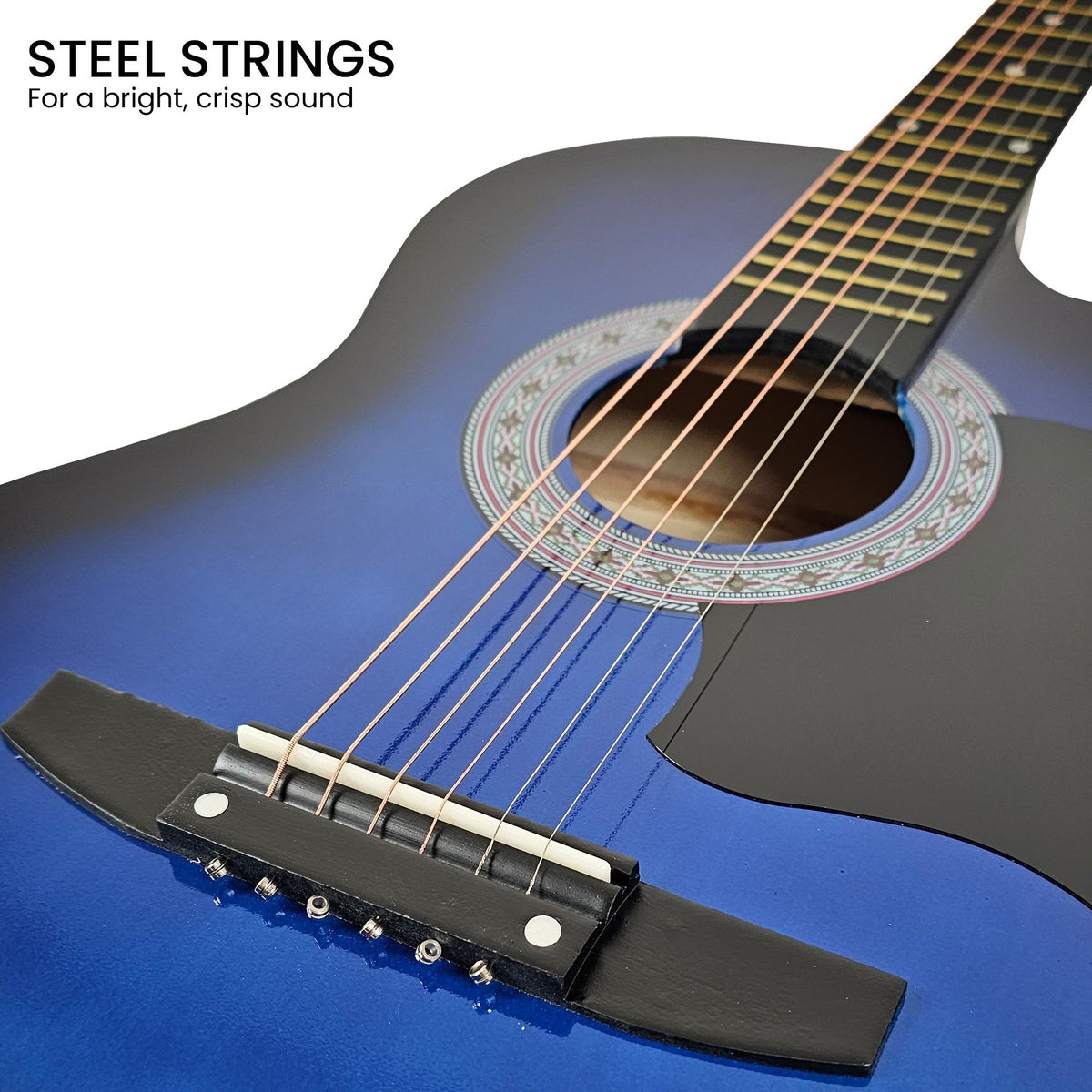 Karrera 38in Pro Cutaway Acoustic Guitar with Bag & Strings | Blue Burst | Full Guitar Set